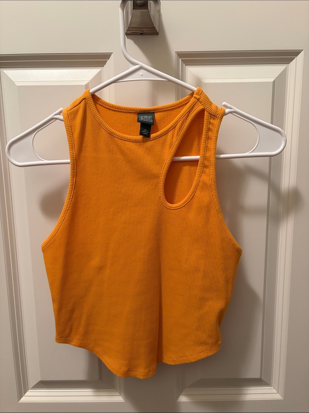 wild fable Orange Ribbed Asymmetrical Cutout Tank